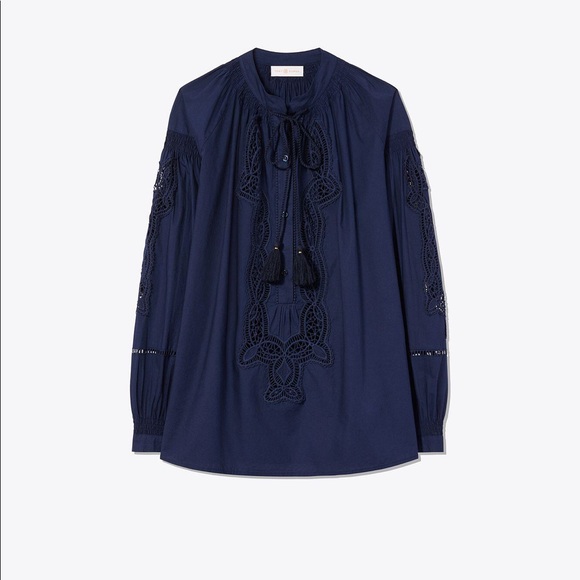 🎉HP🎉Tory Burch Boho Kimberly Tunic In Tory Navy - Picture 4 of 8